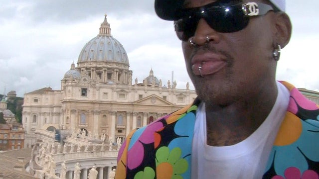 Ex-NBA star Dennis Rodman speaks to CBS News in Vatican City 
