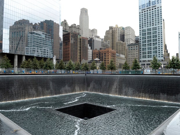 A view of the World Trade Center North Tower memorial pool at the National September 11 Memorial and Museum in New York, on Sept. 6, 2011. 