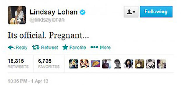 Lohan Pregnancy Tweet 
