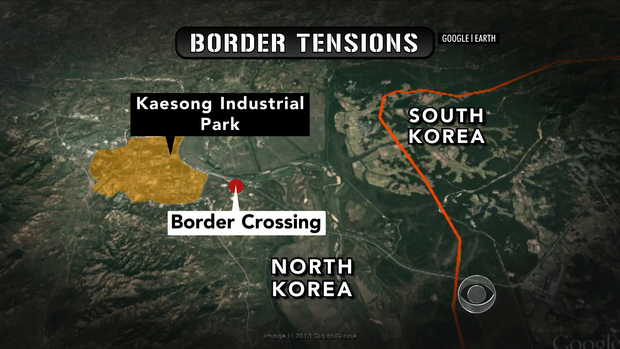 Map of the North Korea/South Korea border, including Kaesong. 