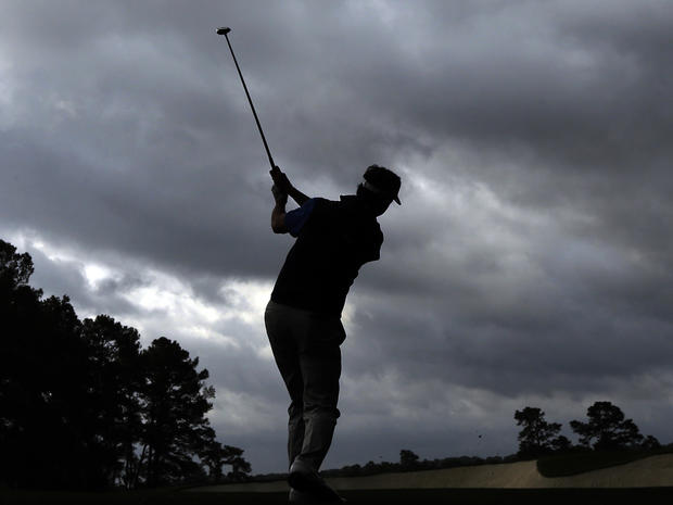Gonzalo Fernandez-Castano, of Spain, tees off on the second hole during the second round of the Masters golf tournament April 12, 2013, in Augusta, Ga. 
