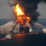 In this handout image provided be the U.S. Coast Guard, fire boat response crews battle the blazing remnants of the off shore oil rig Deepwater Horizon in the Gulf of Mexico on April 21, 2010 near New Orleans, Louisiana.   