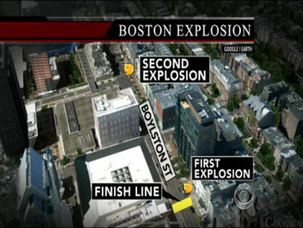 Map Of Boston Marathon Explosions 