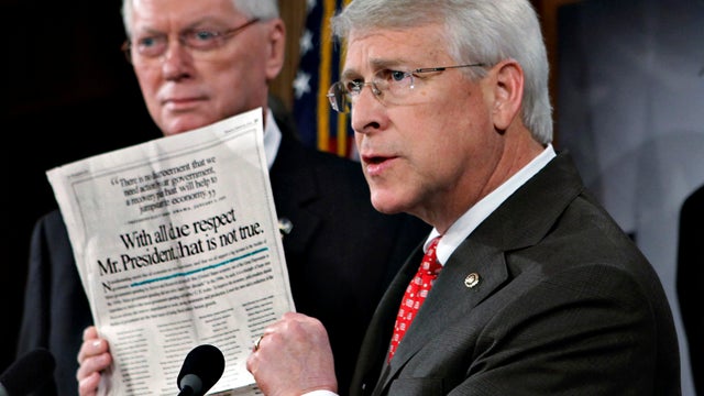 January 2009, file photo shows Sen. Roger Wicker, R-Miss., during news conference at the Capitol in Washington 