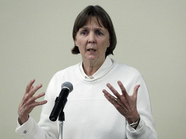 April 2013 file photo shows Judy Clarke, a defense lawyer whose high-profile clients include "Unabomber" Ted Kaczynski, Olympic bomber Eric Rudolph, and Tucson shooter Jared Lee Loughner, speaking at Loyola Law School in Los Angeles. 