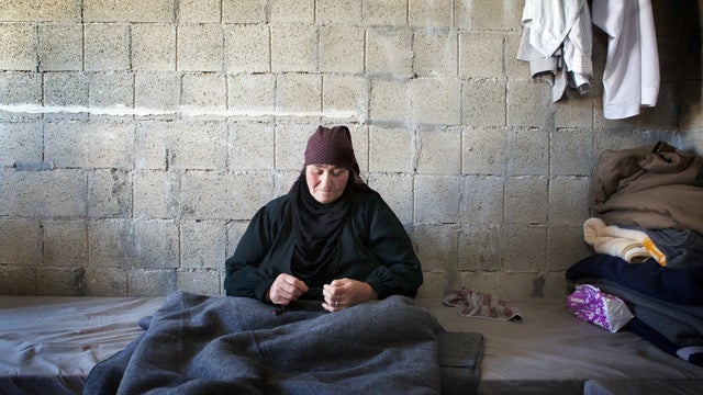 Hamdah, 70, trapped in her hut at the Zaatari camp 