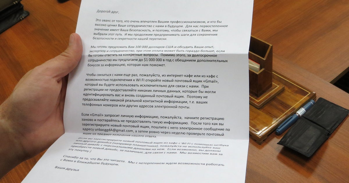 Text of alleged CIA letter in Russia spying case - CBS News