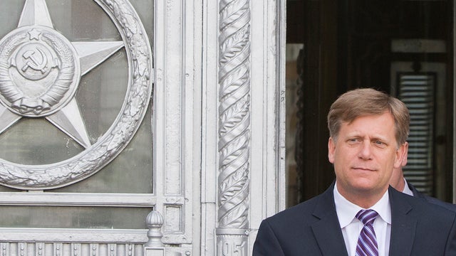 U.S. Ambassador to Russia Michael McFaul leaves Foreign Ministry headquarters 