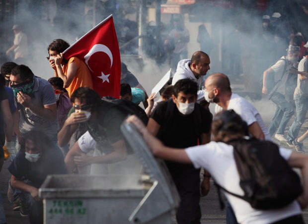 Young Turks clash with security forces in Ankara, Turkey 