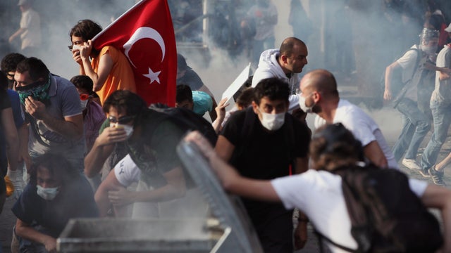 Young Turks clash with security forces in Ankara, Turkey 