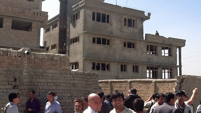 A building near Kabul military airport in which Taliban gunman holed-up and engaged in an hours-long gun battle with police 