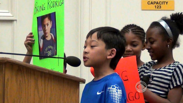 Student's in Rodrigo's fourth grade class rally to bring him back to the United States. 