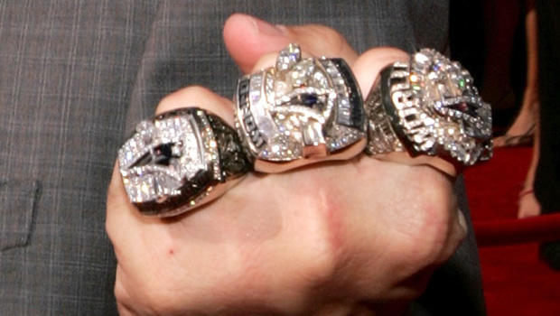 New England Patriots head coach Bill Belichick shows off his Super Bowl rings at the 13th Annual ESPY Awards at the Kodak Theatre on July 13, 2005 in Hollywood, California. 