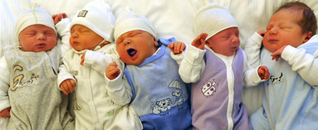 Newborn babies are pictured at the unive 