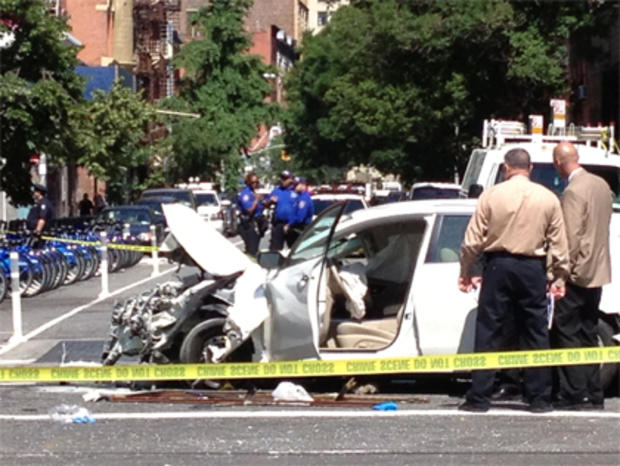 Car Jumps Curb In East Village 
