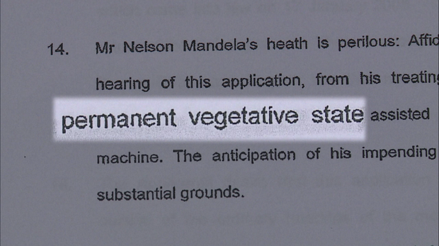 Text from legal filings related to a family dispute about the burial of Mandela's deceased children. 