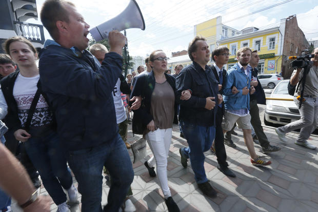 Russian opposition leader Alexei Navalny supporters march in Kirov, Russia 