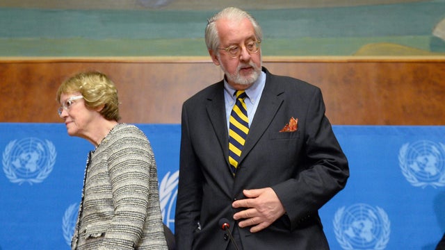 Chairman of the United Nations (UN) Commission of Inquiry on Syria (LtoR), Paulo Sergio Pinheiro 