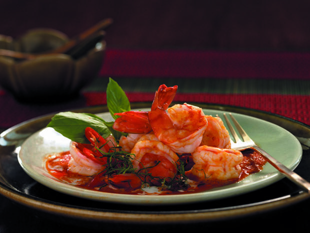 prawns in red curry 