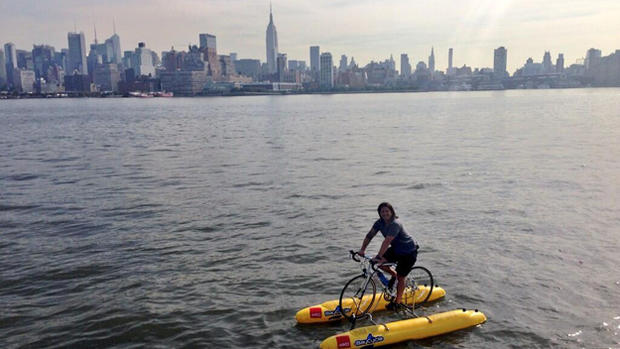 Judah Schiller Bikes Across Hudson River 