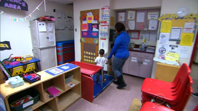 Danielle Smith and son in empty Head Start program 