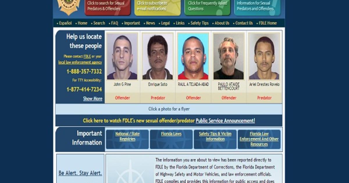 Florida Sex Offender Registry Unveils New Campus Search Cbs Miami 1711