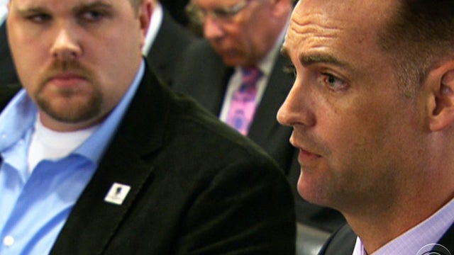 Veterans Josh Renschler, at left, and Justin Minyard testify before a House subcommittee. 