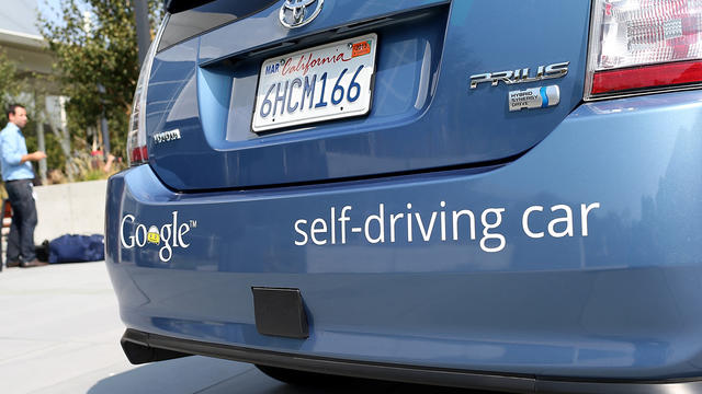 MOUNTAIN VIEW, CA - SEPTEMBER 25: A Google self-driving car is displayed at the Google headquarters on September 25, 2012 in Mountain View, California. California Gov. Jerry Brown signed State Senate Bill 1298 that allows driverless cars to operate on pub 