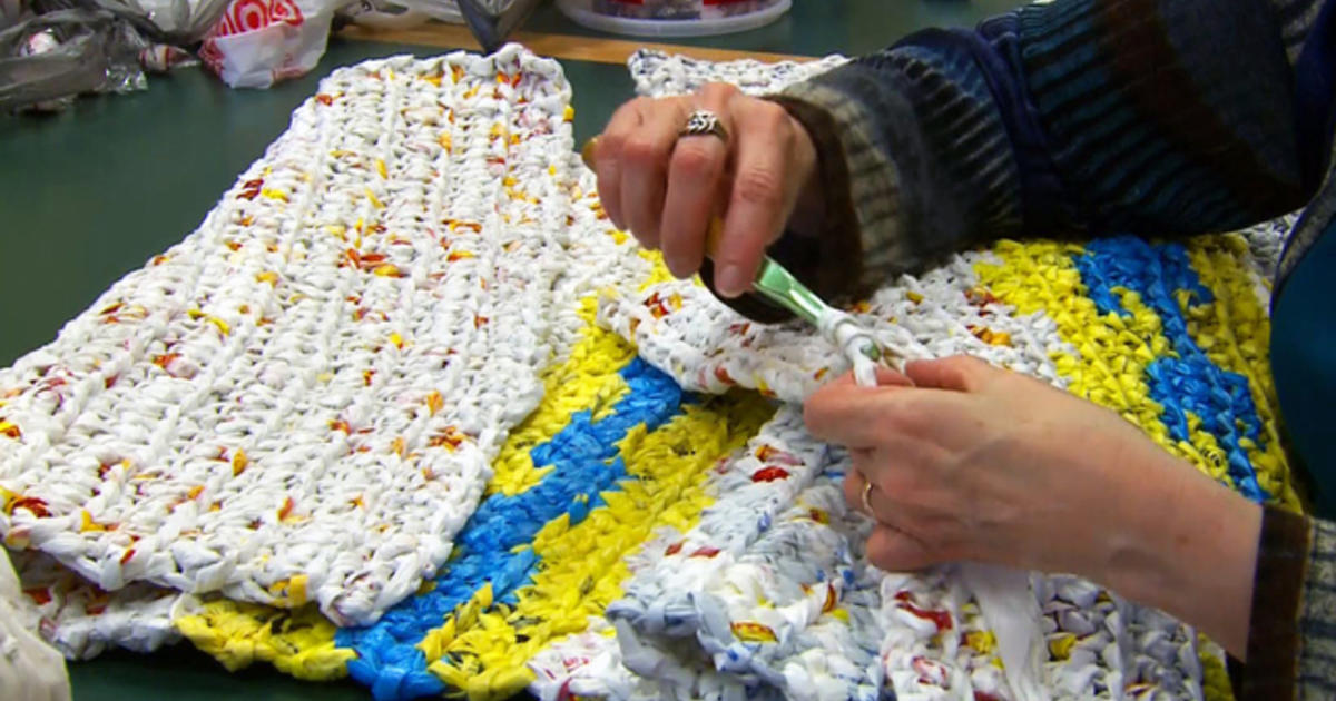 Crochet group transforms plastic bags into mats for the homeless CBS News