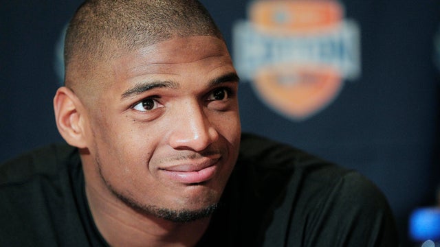 January 2014 file photo shows Missouri senior defensive lineman Michael Sam speaking to media during an NCAA college football news conference in Irving, Texas 