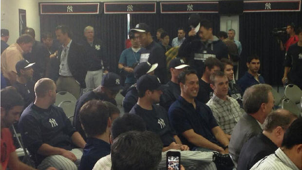 Yankees players at Derek Jeter's press conference  