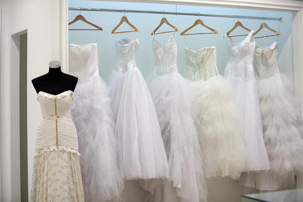 wedding dresses in the shop 