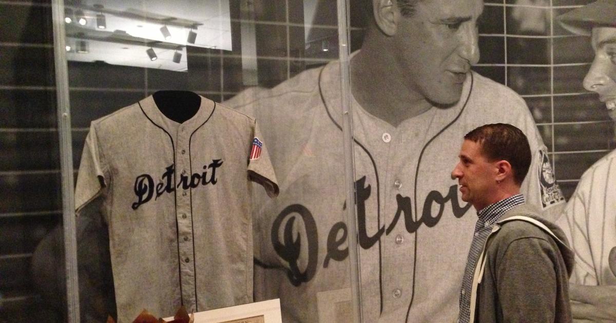 Autographed Sandy Koufax jersey on display at a Jewish community