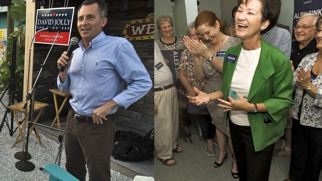 Candidates for U.S. House David Jolly, R-Fla., left, and Alex Sink, D-Fla.  