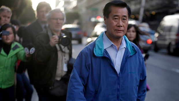 California state Sen. Leland Yee, D-San Francisco, right, leaves the San Francisco Federal Building March 26, 2014, in San Francisco. 