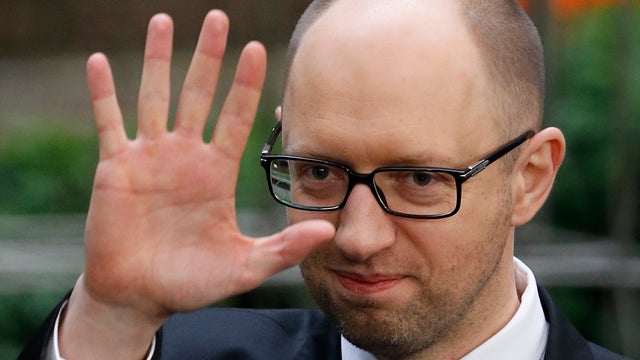Ukraine's Prime Minister Arseniy Yatsenyuk leaves a European Union leaders summit in Brussels 