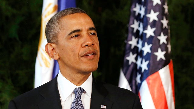 President Obama speaks at a news at the Malacanang Palace in Manila 