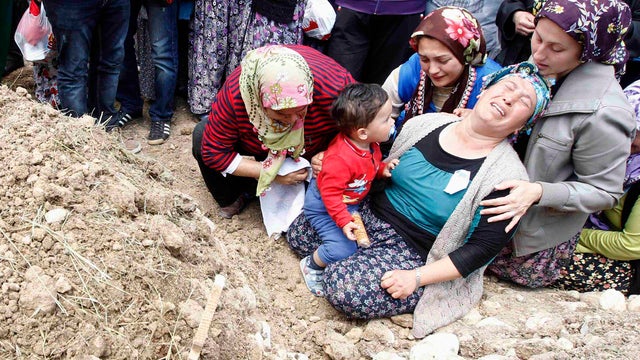 Women mourn during the funeral of a miner who died in a fire at a coal mine in Soma, a district in Turkey's western province of Manisa 
