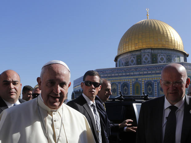 Pope Francis stands in front of the Dome of the Rock during his visit to the compound. known to Muslims as Noble Sanctuary and to Jews as Temple Mount 