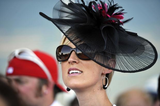 Sally Ness of Ithaca, New York, looks on before the 2014 Belmont Stakes at Belmont Park in Elmont, New York, June 7, 2014. 
