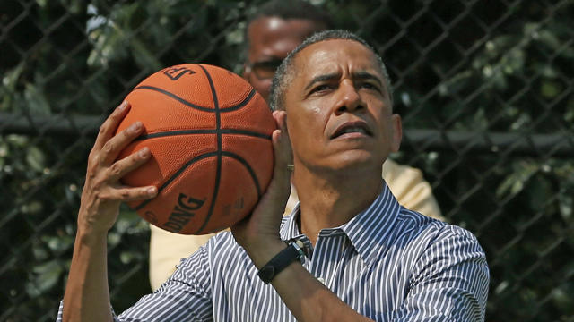 President Obama Plays Basketball With Staff 