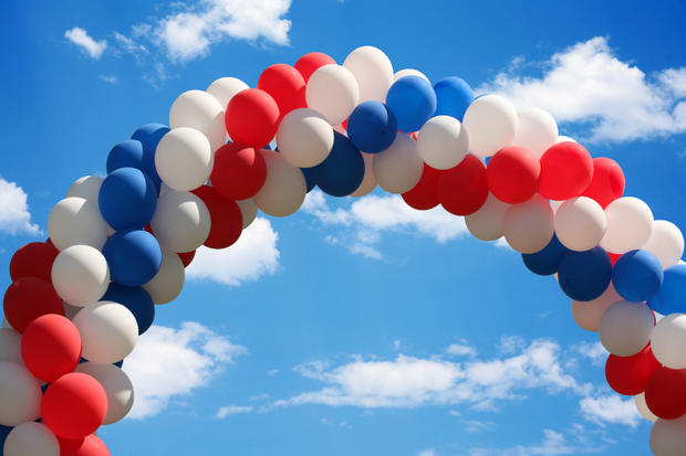Balloon arch 2 fourth of july 4th america balloons red white blue 