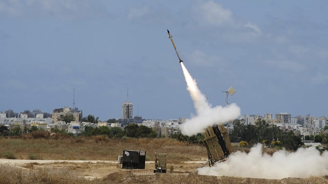 A missile is launched by an "Iron Dome" battery 