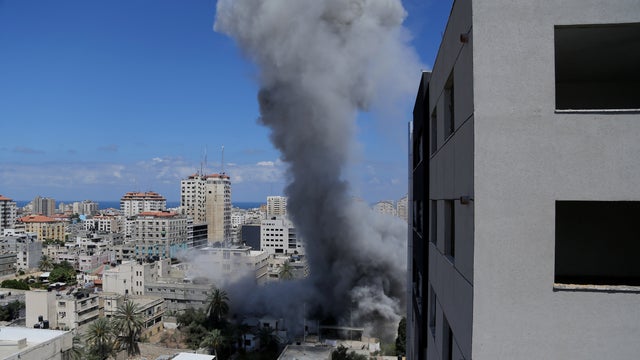 Smoke rises after an Israeli missile strike in Gaza City 