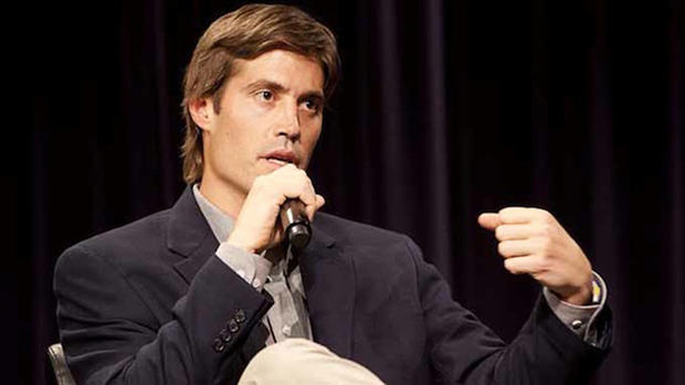 U.S. journalist James Foley speaks at Northwestern University's Medill School of Journalism, Media, Integrated Marketing Communications in Evanston, Illinois, after being released from imprisonment in Libya in this 2011 handout photo provided by Northwest 