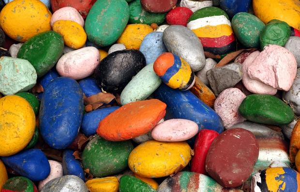 Large Pebbles Painted in Bright Colors 