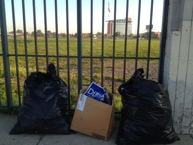 trash removed from Navin Field 