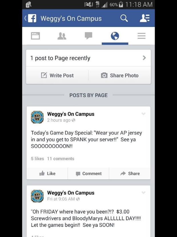 Weggy's Facebook Post 
