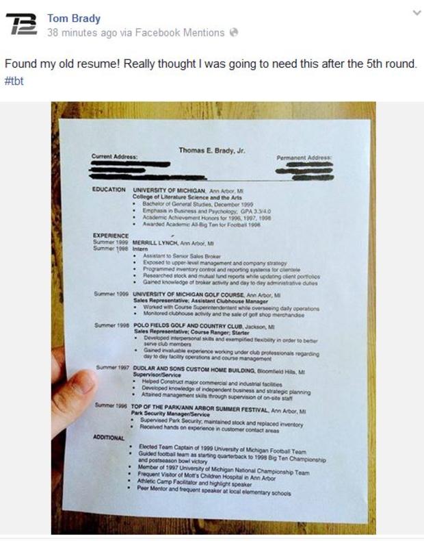 Tom Brady's Resume 