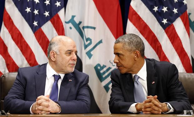 President Obama meets Iraqi Prime Minister Haider al-Abadi during the United Nations General Assembly in New York 